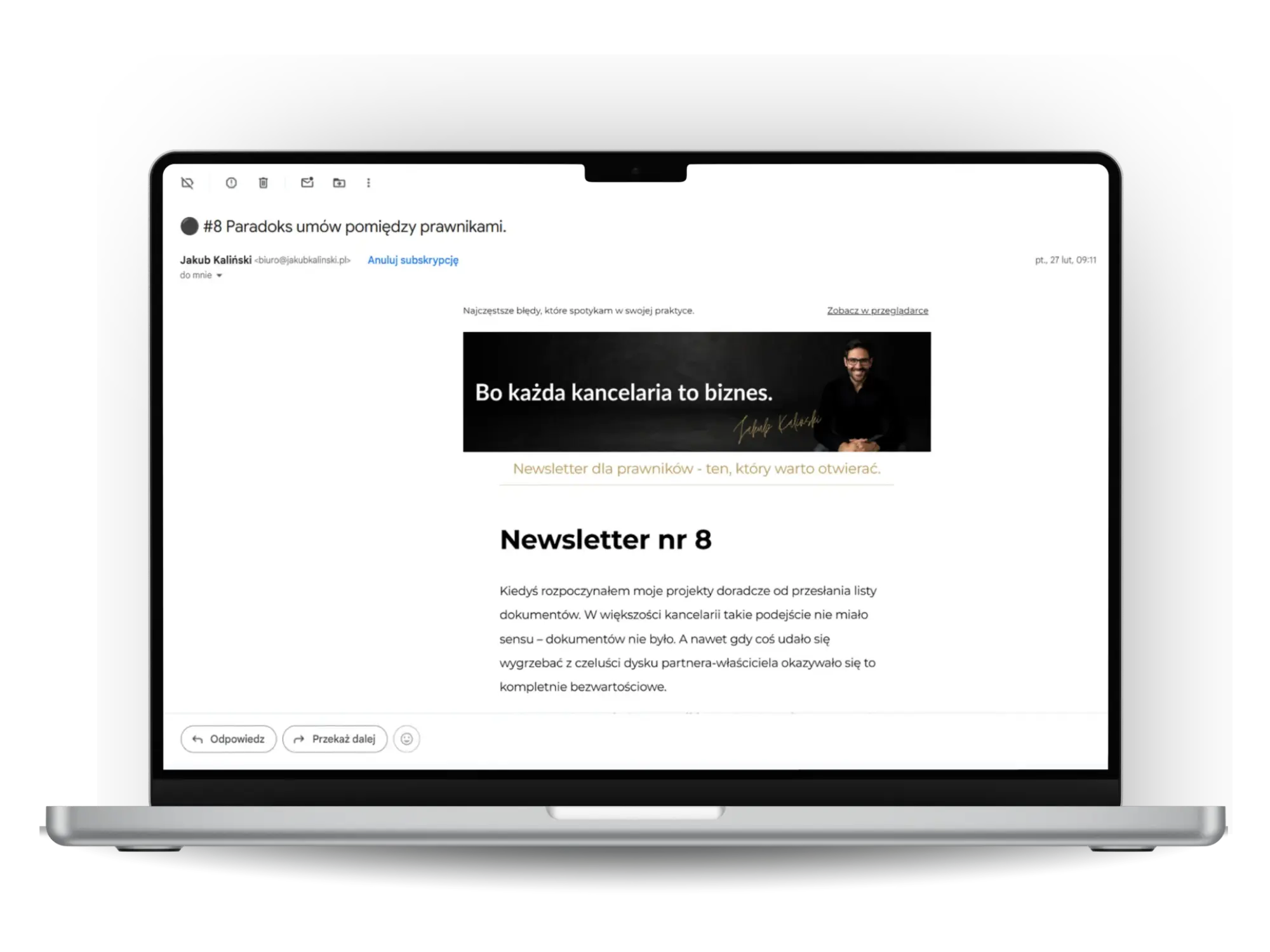 Newsletter Jakuba Kalińskiego - wizualizacja